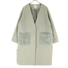 earth music&ecology premium Label アースミュージックアンドエコロジープレミアムレーベル 長袖 ノーカラーコート F グレー レディース 古着