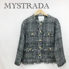 Mystrada マイストラーダ ツイーディーチェック ジャケット  33344980 38 ブラック ホワイト M  レディース ファッション _219021