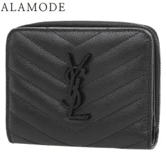 SAINT LAURENT PARIS(サンローランパリ) モノグラム コンパクト ジップアラウンド ウォレット コンパクトウォレット ロゴ Vステッチ キルティング レザー ブラック黒 ブラック金具 BND668288 40802163669【アラモード】