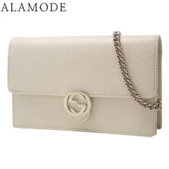 GUCCI(グッチ) インターロッキングG チェーンウォレット ロングウォレット ショルダー 肩掛け 斜め掛け クラッチ 長財布 レザー オフホワイトアイボリー ゴールド金具 615523 レディース 40802170784【中古】【アラモード】