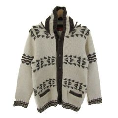 インディアンモーターサイクル カーディガン トップス ニットジャケット メンズ Lサイズ ベージュ×茶 Indian Motorcycle 【中古】