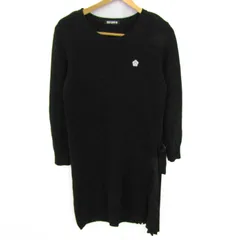 マリークヮント ニットワンピース トップス 長袖 クルーネック レディース Mサイズ ブラック MARY QUANT 【中古】