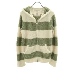 gelato pique ジェラートピケ ボーダー柄 長袖 ジップパーカー F アイボリー ルームウェア メンズ 古着