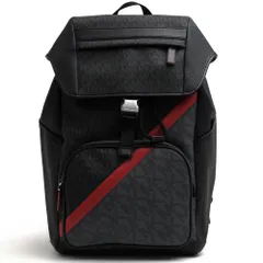 マイケルコース／Michael Kors リュック バッグ バックパック メンズ 男性 男性用 PVC レザー 革 ブラック 黒  Cooper Embossed Faux Leather and Logo Stripe Backpack ストライプ ノートP