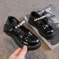 フォーマル靴子供靴パンプスファーシューズベビー靴女の子子供用春秋プリンセスシューズリボン漆皮フラットシューズ女児キッズ子ども卒園式02255882