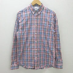 G■ザラ/ZARA 長袖BDシャツ/ギンガムチェック柄【M】紺赤/men's/116【中古】■
