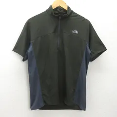 C■ノースフェイス/THE NORTH FACE NT11400 S/S Alphadry Zip up 半袖シャツ【XL】深緑/MENS/64【中古】■