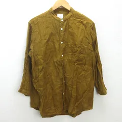 G■アーバンリサーチ/URBAN RESEARCH DOORS バンドカラー七分袖シャツ/リネン【40】黄土色/men's/93【中古】■