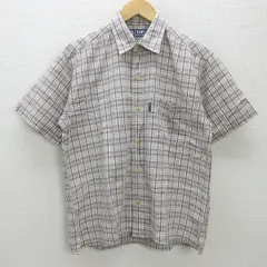 G■チャップス/CHAPS RalphLoren 半袖シャツ/チェック柄【M】茶系/men's/117【中古】■