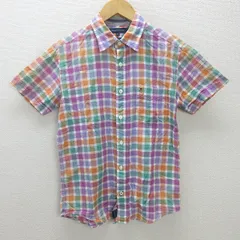 G■トミーヒルフィガー/TOMMYHILFIGER 半袖シャツ/チェック柄【M】マルチカラー/men's/119【中古】■