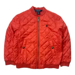 中古 ポロ ラルフローレン キッズ キルティング ブルゾン ダウン ジャケット オレンジ