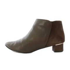 ダイアナ DIANA ブーティー ショートブーツ ポインテッドトゥ ローヒール スエード レザー 切替 ワンカラー 24cm 茶 ブラウン PM63606 /BB