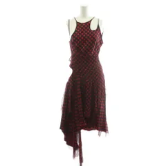 アレキサンダーマックイーン ALEXANDER MCQUEEN キャミソールワンピース キャミワンピ ひざ丈 ドット柄 シルク 絹 40 黒 ブラック 赤 レッド /AN31のサムネイル