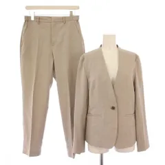 ユナイテッドアローズ UNITED ARROWS セットアップ ノーカラージャケット アウター シングル テーパードパンツ スラックス ジップフライ ストレッチ 40 グレージュ /BB