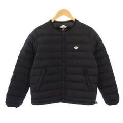 ダントン DANTON ノーカラーダウンジャケット ナイロン アウター ショート丈 ロゴ ワンカラー S 黒 ブラック KW42-117-02 /BB