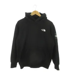 ザノースフェイス THE NORTH FACE スクエア ロゴ フーディー プルパーカー スウェット 裏起毛 長袖 切替 リブ ロゴ 刺繍 プリント アウトドア M 黒 ブラック NT61835 /MN18 ■GY11