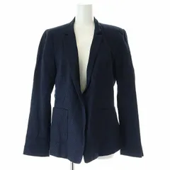 ザラ ベーシック ZARA BASIC リネンジャケット テーラード 裏地ストライプ M 紺 ネイビー /AT ■OS