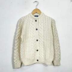 アランウーレンミルズ ケーブルニットカーディガン XXL アイボリー アラン模様 ピュアニューウール100％