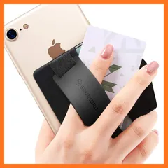 【新品】 [Sinjimoru] スマホスタンド カード入れ、落下防止 ハンドストラップ どこでも楽に動画 視聴できるレザースタンド、クレジットカード SUICAカードが収納できる 手帳型 カードホルダー。 シンジポーチB-GRIP ブラック 0