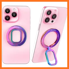 【新品】 2024最高傑作【カラフルなファッション】Mindsky最新デザインMagneticリング、[超軽超薄] スタンド機能&緩まない、高度な電気メッキプロセス携帯リング、磁気強化iPhone16promax/15/14/13/12シリーズ、Samsung