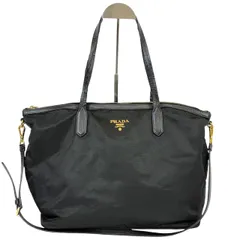 PRADA プラダ ナイロン テスート サフィアーノ レザー 2way トートバッグ ショルダーバッグ ゴールド金具 ブラック 黒色 レディース メンズ ユニセックス 本革