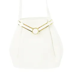 シャルル ジョルダン CHARLES JOURDAN ショルダーバッグ ポシェット レザー 革 ゴールド金具 白 ホワイト /CK25 ■GY18