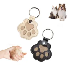 【新着商品】猫 犬 小動物対応 灰色 黒色 ミニ収納 お守り 可愛い追悼グッズ キーホルダー型 写真＆遺毛・ヒゲ保存用｜肉球デザイン ケース メモリアル 携帯便利 ペット 2個セット [Yururiya]