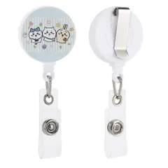 可愛 小動物 アニメです ちかわ ちい 猫アニメ 吊り下げ名札用リール リールキーホルダー 強力 金属ワイヤー 伸びるリールストラップ リールクリップ 社員証/定期入れ/パスケース用 最長70cm 白