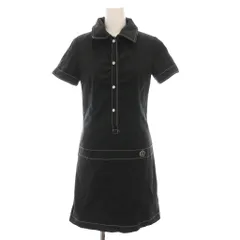 マリークワント MARY QUANT  London シャツワンピース ミニ 半袖 M 黒 246-401022-010 /YM