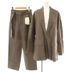 ミラオーウェン Mila Owen サイドスリットビッグジャケット パンツ スーツ セットアップ 上下 ストライプ 0 グレー /AT ■OS