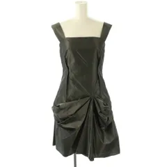 フォクシー FOXEY ウェーブドレス ワンピース ノースリーブ 膝丈 コットン 38 チャコールグレー /NR ■OS