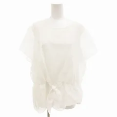 23区 オンワード樫山 シャツ ブラウス プルオーバー リボン 大きいサイズ 半袖 46 白 ホワイト /FF