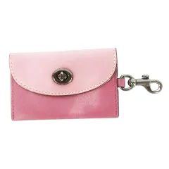 コーチ COACH カードケース レザー 革 配色 バイカラー ターンロック ロゴ ピンク /CK33 ■GY18