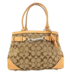 コーチ COACH ハンドバッグ シグネチャー ロゴ キャンバス レザー ベージュ 8K06 /AE
