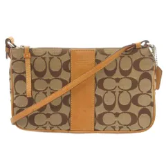 コーチ COACH 6338 シグネチャー ポシェット ショルダーバッグ 斜め掛け キャンバス レザー 茶 ブラウン /GV
