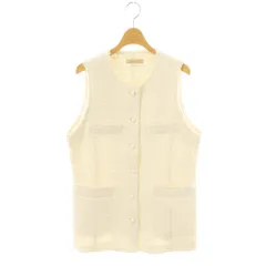 マーリエルカセット Maglie le cassetto パールボタンツイードジレ ベスト クルーネック 13 白 ホワイト /AT ■OS