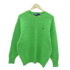 ポロ バイ ラルフローレン Polo by Ralph Lauren ニット セーター ラウンドネック 長袖 ロゴ刺繍 ウール L グリーン 緑 /HO4 ■GY61