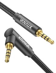 VANAUX 4극 AUX 케이블 한쪽 L형 3.5mm TRRS 오디오 케이블 남성-수컷 이어폰 잭 스마트폰/PC/TV/모니터/헤드폰/이어폰/PS4/MP3/스피커에 대응(4극/TRRS 1M)