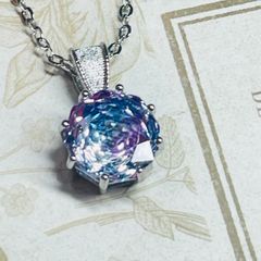 ビック❣️キラキラピンク一粒シルバー台ネックレス - メルカリ