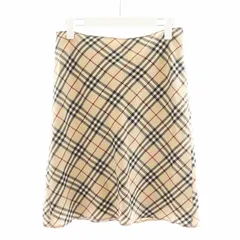 バーバリーブルーレーベル BURBERRY BLUE LABEL ノバチェック 台形スカート ひざ丈 ウール 38 ベージュ FLF47-621 /AN14 ■GY14