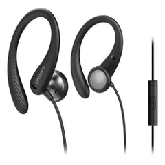 フィリップス A1105 インイヤースポーツ有線ヘッドホン 耳フック付き しっかりフィット 深みのある重低音 インラインリモコンとマイク 耐汗性 3.5mmコネクタ TAA1105BK [ブラック]