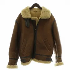 ノーブランド B-3 フライトジャケット アウター 羊革 ラムレザー 裏地ボア ジップアップ M 茶色 ブラウン /XZ ■GY01