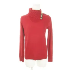 バーバリー ロンドン BURBERRY LONDON ニット セーター タートルネック 長袖 ウール ロゴ刺繍 ワンポイント ノバチェック 1 S 赤 レッド /MN19 ■GY19