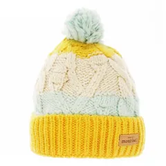 モンベル Montbell ニット帽 ワッチキャップ インターシャ ケーブル編み ぽんぽん ロゴ アウトドア 男の子 ボーイ 46-50 黄 イエロー /MN16 ■GY18