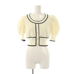 スナイデル SNIDEL 23SS バイカラークロップドニットプルオーバー 半袖 F オフホワイト /HK ■OS