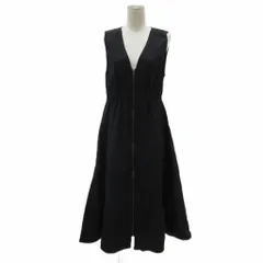 シップス SHIPS colors フロントジップジャンパースカート ワンピース 黒 ブラック ノースリーブ Vネック ロング丈 /YS36 ■GY58