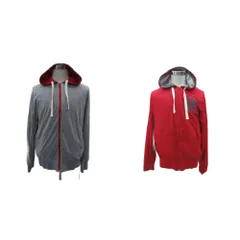 トミーヒルフィガー TOMMY HILFIGER パーカー ジャケット ミドル丈 リバーシブル L グレー 赤 レッド /SM46 ■GY59