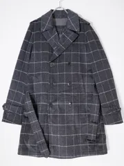 TOMORROWLANDトゥモローランド 上質ウールカシミヤ ウィンドウペンチェック ダブルトレンチコート【44】【MCTA76015】