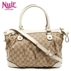 GUCCI グッチ ショルダーバッグ スーキー GGキャンバス ホワイト 2way【中古】