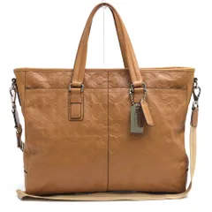 コーチ／COACH バッグ ブリーフケース ビジネスバッグ 鞄 ビジネス メンズ 男性 男性用 レザー 革 本革 ブラウン 茶  70253 Op Art Leather Business Tote オプ アート レザー ミディアム ビジネス トート X オブ